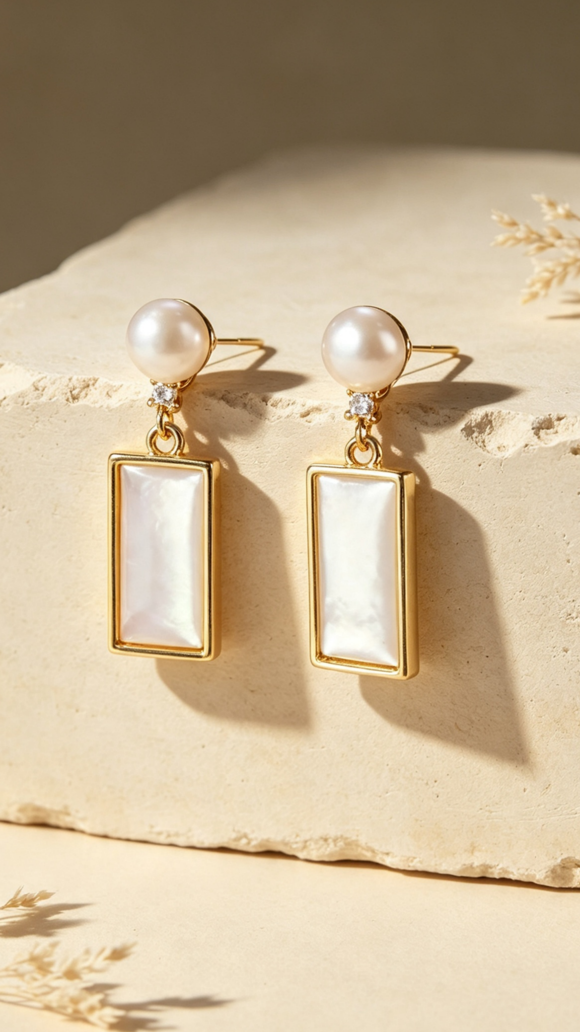 Rectangular Pearl Drop Earrings – Quiet Luxury for Daily Wear