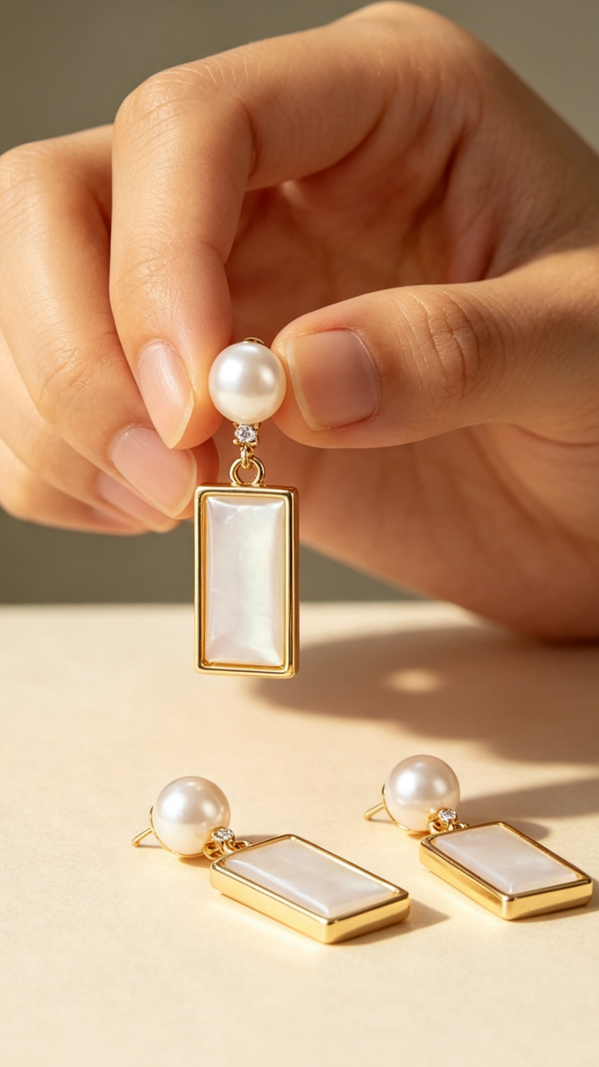 Rectangular Pearl Drop Earrings – Quiet Luxury for Daily Wear