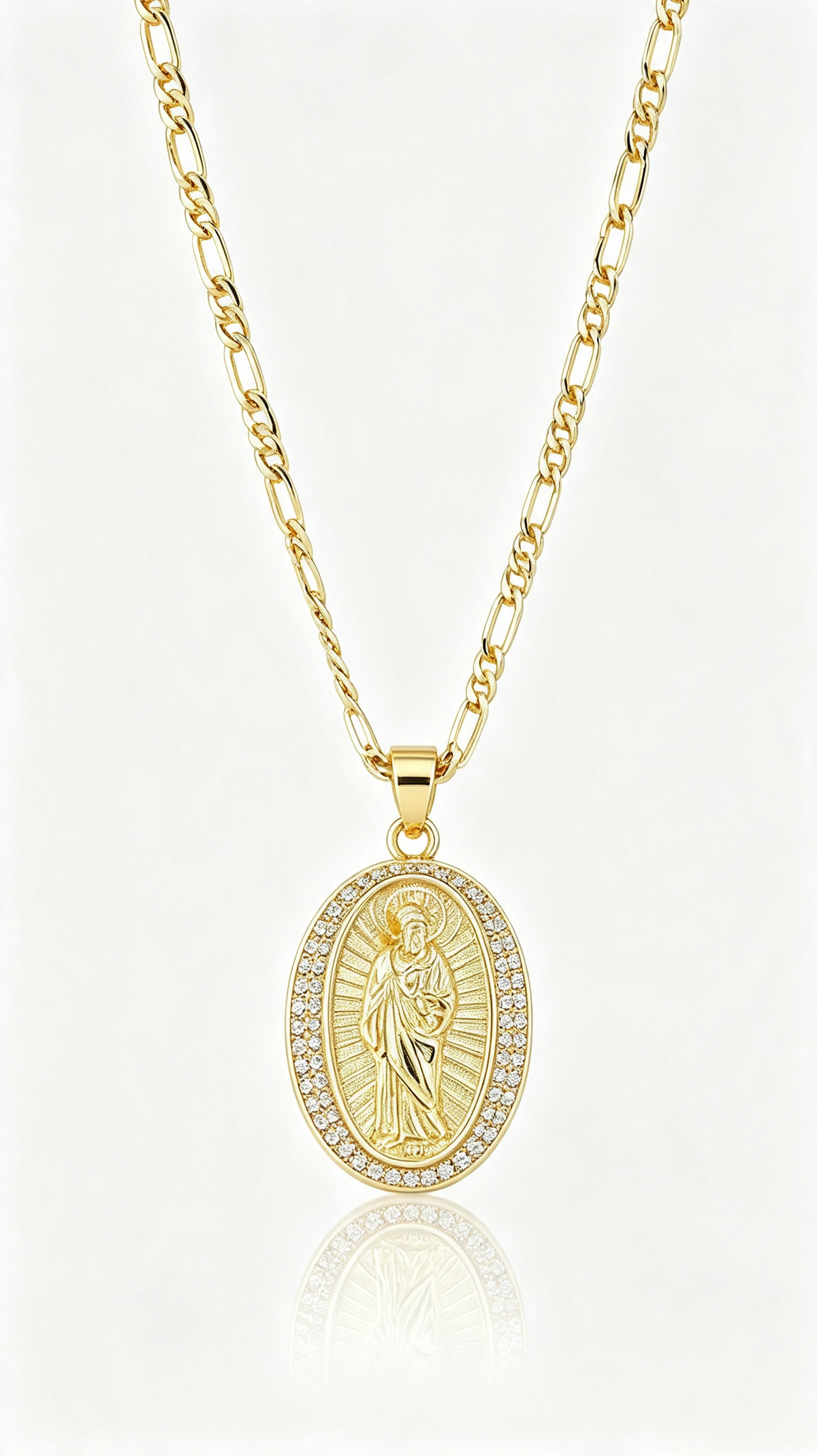 Vintage Gold Medal Pendant Necklace | Figaro Chain Jewelry